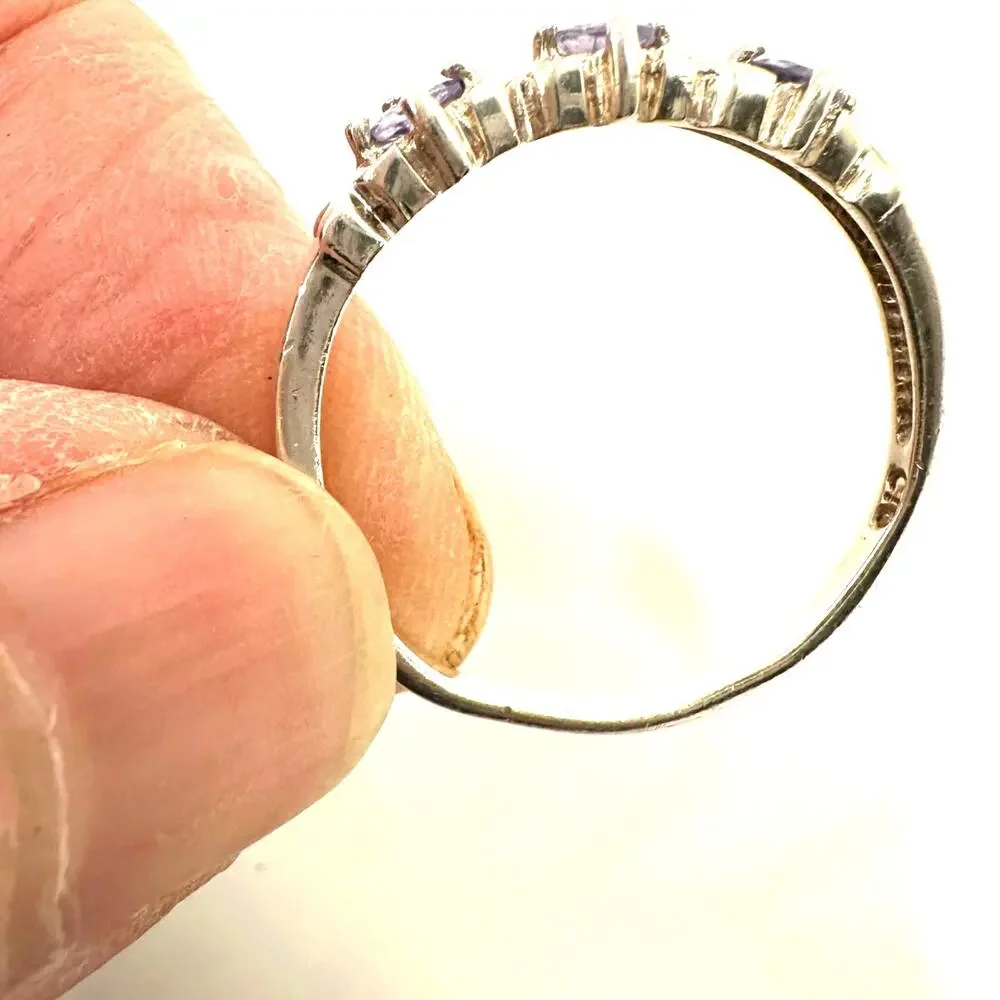 Clyde Duneier CID Silver ring purple Ring Vintage VTG Retro Size 9